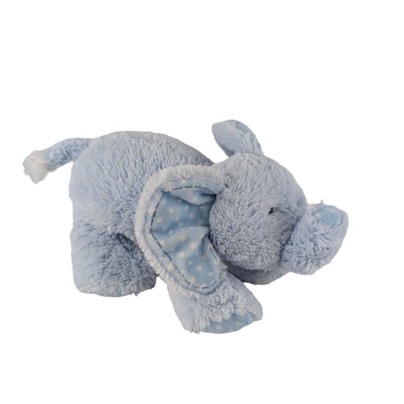 Aurora Baby Blue Elephant Plush 11" Stuffed Animal Polka Dots Embroidered Eyes - Picture 1 of 7